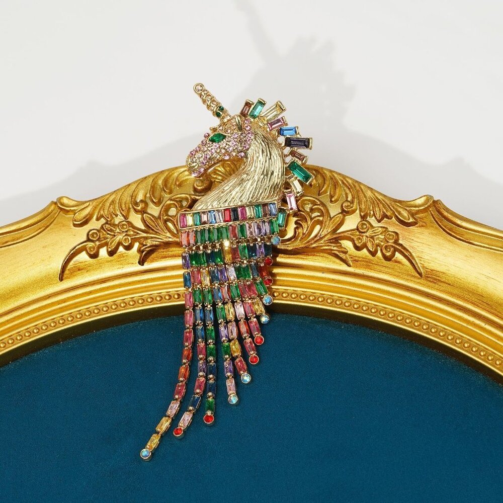 Spectacular Vintage-Inspired Equestrian Horse & Tassel Statement Brooch